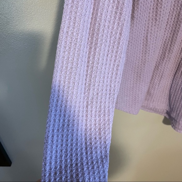 American Eagle Purple Waffle Knit Long Sleeve Top - Picture 2 of 5